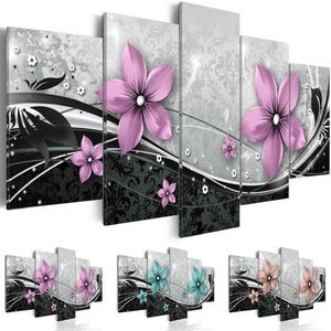 5 STKS set Moderne Prints Bloemen Olieverfschilderij Wall Art Pictures voor Thuis Woonkamer Decor Geen Frame233y