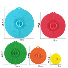 5 pièces/ensemble couvercle universel en silicone-bol ventouse marmite couvercle-silicone couvercles extensibles Silicone cuisine casserole bouchon anti-déversement couverture 201124