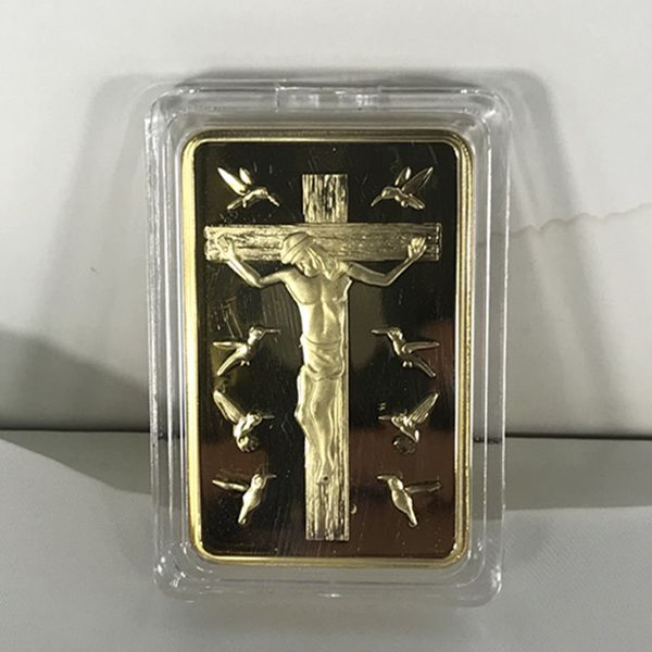5 pièces Les Dix Commandants pièce religieuse Jésus sur croix insigne en lingot plaqué or 50 mm x 28 mm décoration de la maison pièce souvenir à collectionner