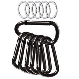 5 PCSCARABINERS 10 PCS/SET CARABINER Clip met sleutelringen D Shape Carabiner Keychain Duurzame voorjaars Snap Hook voor kamperen Wandelvissen P230420