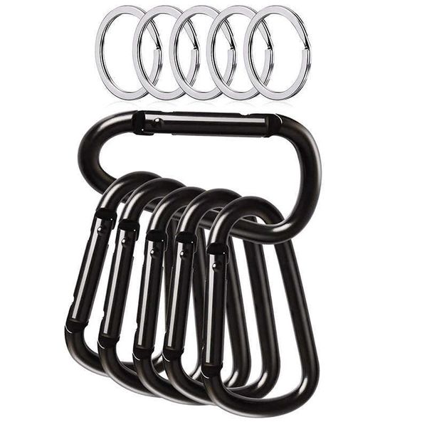 5 PCSCarabiners 10 Pcs / Set Mousqueton Clip avec porte-clés Mousqueton en forme de D Porte-clés Durable Ressort Mousqueton pour Camping Randonnée Pêche P230420