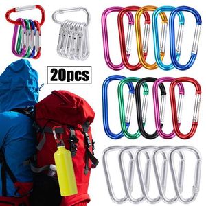 5 PCSCarabiners 20pcs Escalade Bouton Mousqueton D-Ring Clip Camping Randonnée Crochet Sports De Plein Air Multi Couleurs En Aluminium Boucle De Sécurité Porte-clés P230420