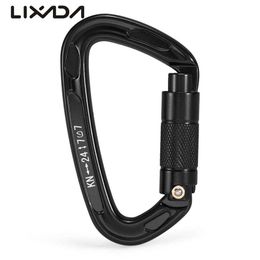 5 PCCarabiners 24KN Draai-vergrendelbare poortkarabijnhaak Heavy Duty Auto Lock-karabijnhaak D-ringgesp voor buiten Klimmen Abseilen Hangmat Vergrendelingsclip P230420