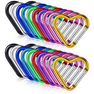 5 PCSCarabiners 5Pc Clips de porte-clés en forme de coeur Mini mousqueton en aluminium Durable à dégagement rapide Clip à ressort de verrouillage automatique Accueil Gadget extérieur P230420