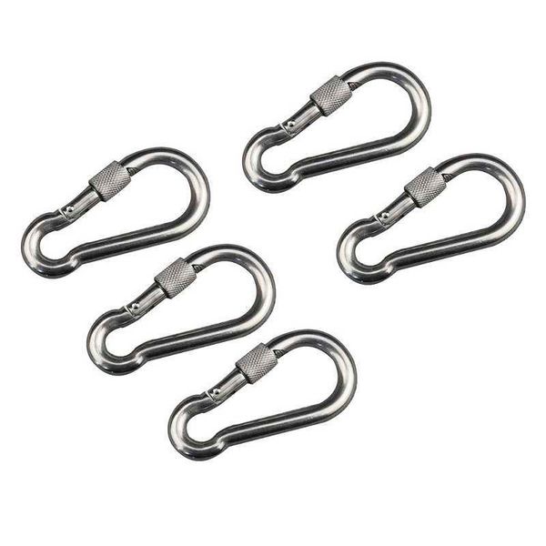 5 PCScarabiners 5pcs acero inoxidable 304 clips de carabinín snap con bloqueo de tornillo 5 mm 6 mm 7 mm de hardware de aparejos de 8 mm para caminatas de hamaca P230420