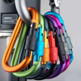 5 PCSCARABINERS Duurzame aluminiumlegering Carabiner Clasps D vorm Keychain Snap Clip Carabiner wandelgesplitsplit Spring Hook P230420