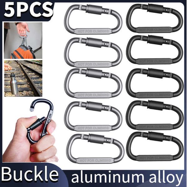 5 PCSCarabiners EDC Tool Survival D-ring Locking Mosquetón Clip Set Tornillo Lock Gancho colgante Hebilla Mosquetón Acampar al aire libre Equipo de escalada P230420