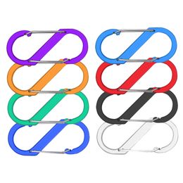 5 PCSCARABINERS s Shape Carabiner 8 stuks kleurrijke metalen 50 mm s Clips Dual Spring draadpoort vergrendeling Snap Hooks Keychain Buckle voor Outdoor P230420