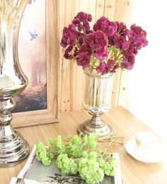 5 pcslot Plastique artificiel 6 têtes succulentes Chou-fleur gomme douce bouquet de tête de plante fruitière fine avec décoration de la maison fausse plante5542054