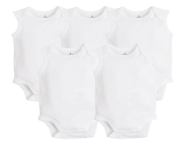 5 PCSLOT ropa de bebé nacido verano sin mangas ropa para bebé (niño o niña) 100 algodón blanco niños monos para bebé monos 2203077571957