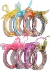 5 pcSset Bowknot Glitter Bangles Filles Filles All Moley Stack Silicone Plastic Plitters Jelly Bracelet4151961