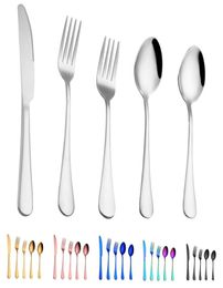 Conjuntos de cubiertos de 5 pcsets Cena de 6 colores Flatware Fatvark Knife Spoon Sets Elegant Cutlery Cocina Accesorios1428865