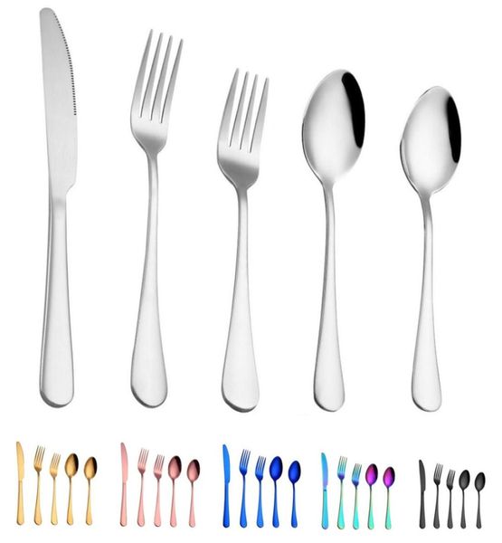 5 pièces ensembles de couverts 6 couleurs ensemble de dîner couverts fourchette couteau cuillère cuillère à café ensembles couverts élégants accessoires de cuisine 8624661