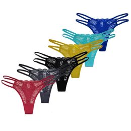 5 PCSSET Lingerie Sexy Dentelle Tongs Femme Low G String Filles Slip M-XL Transparent T-back Sous-Vêtements Femmes Culottes 240110