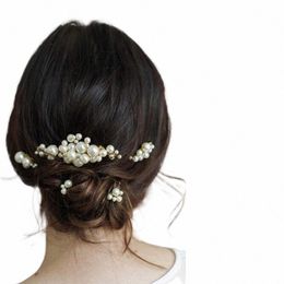 5 PCST gesimuleerde Pearl Hair Pins Clips en Comb for Women FRS Hair Combs Wedding Bridal Party Haar sieraden voor cadeau Vrouwen V4CM#