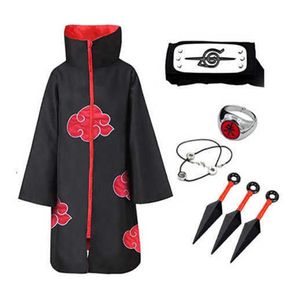 5 PICS Uchiha Tobi Obito Akatsuki Cosplay Kostuum Mantel Halloween Man Vrouw Cosplay Kostuum Hoofdband Accessoires Y0827268p