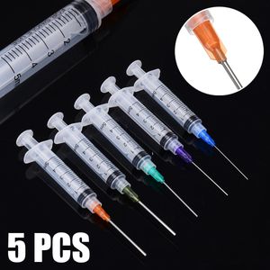 Seringues de distribution de 5 pièces seringues de 5 ml à sertir scellées-pointes d'aiguille émoussées pour les fournitures de distribution industrielles d'encre à l'huile de colle