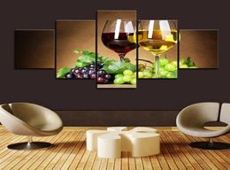 5-delige ingelijste whisky ijswijnglas en druif muur kunst foto's voor keuken bar muur decor posters en prints canvas schilderij8611686