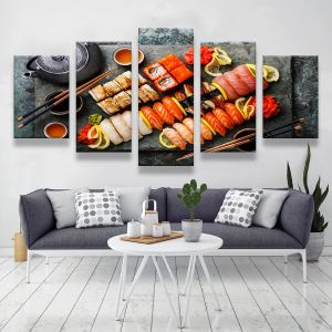 5-delige Japanse stijl sushi koken foto's canvas schilderij muur kunst voedsel posters voor woonkamer heerlijk eten winkel decor