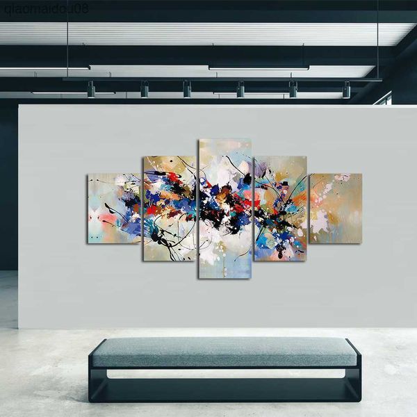 5 Pièce Grand Peinture Abstraite Art Coloré Bloom Fleur Affiche Toile Peinture Salon Mur Art Décor Photos Décor À La Maison L230704