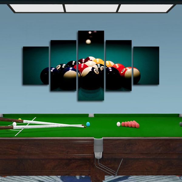 5 pièces modernes Billard Hall Snooker Decorative Painting Club Toile Poster For Snooker Room Living Room Decor Mural Cuadros