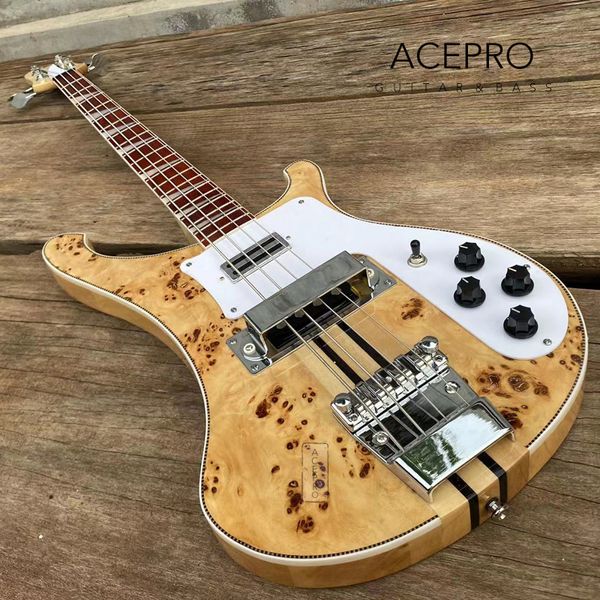 5 pièces cou à travers le corps basse électrique guitare Burl érable mise à niveau pont réglable disponible reliure en damier