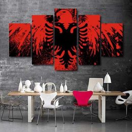 5 pièces de toile drapeau albanais, décoration artistique, peinture artistique, 244o