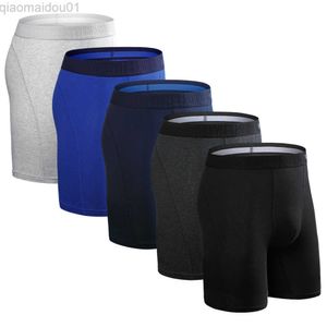 5 pièces ensemble hommes Boxer longue jambe sous-vêtements hommes sous-vêtements homme slips coton Sexy Boxer Shorts Boxer Shorts marque slips L220809