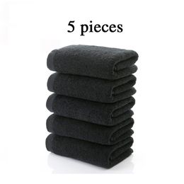 5 pièces 100% coton noir serviette de visage sans décoloration serviettes de bain grande serviette de plage pour hommes pour hôtel cadeau d'entreprise drop ship disponible 201217