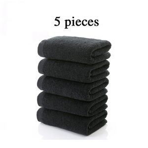 5 pièces 100% coton noir visage serviette pas de décoloration serviettes de bain grande serviette de plage pour hommes pour hôtel cadeau d'entreprise livraison directe disponible