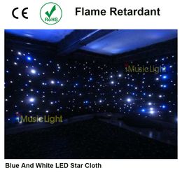 5 pièces 16 pieds par 20 pieds DMX led tissu étoile bleu + blanc toile de fond de scène avec 4 contrôleurs