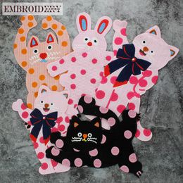 5 pièces/sac nouvelle mode dessin animé lapin chat soluble dans l'eau réparation tissu vêtements sac trous décoratifs patch cousu à la main