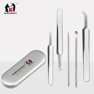 5 pièces Blackhead Remover Pimple Acne Extractor Brucelles Face Cleaning Tool Set Kit