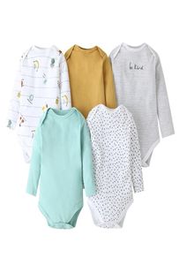 5 pièces dessin animé animal imprimé enfant en bas âge body nouvelle fille bebes coton à manches longues nouveau-né Onesie bébé garçon vêtements d'hiver 024M 15222483530