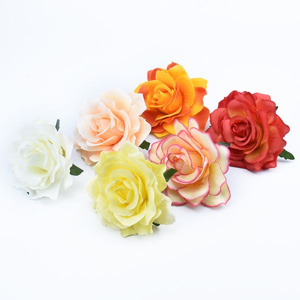 5 piezas flores decorativas coronas de álbum de recortes rosas cabeza decoración de la casa de boda barata regalos de bricolaje caja de la novia broche flores artificiales