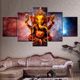 5 pièces Dieu hindou ganesha avec planète cosmique images de toile hd art mural imprimé pour les affiches de décoration de salon dropshipping