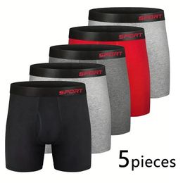 5 stuks Men Sports Boxers ondergoed onderbroek letters brede band multicolor m l xl ademende ventilaat fashion fitness 240320