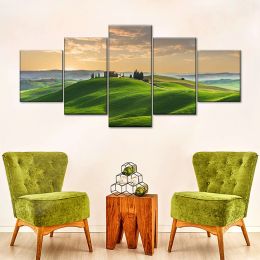 5 pièces Toscane Green Hills Wall Art Green Grassland Toile peinture Paint Paysage Pictures pour le salon Décor de maison Cuadros