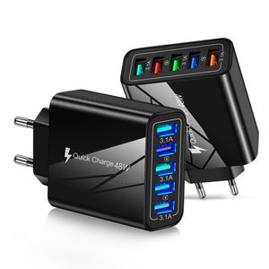 5 ports 48W chargeur 5 USB 3.1A adaptateur secteur de charge rapide pour iphone Samsung Huawei Xiaomi Realme chargeur de téléphone portable universel avec emballage de vente au détail