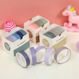 5 rouleaux / ensemble Kawaii Morandi Color Color Washi Tape Set Masking Scrapbooking Adhesive School Stationery