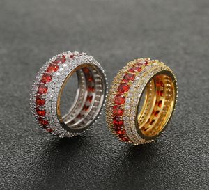 5 rangées CZ Men039s Anneau avec des pierres latérales 18 K Copper Gold Silver Color Cumbic Zircon Ring Iced Fashion Hip Hop Jewelry4093154