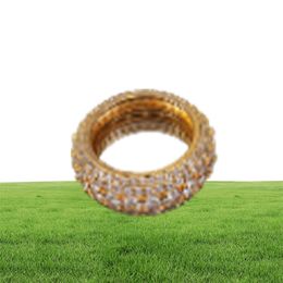 5 lignes solides Men039S Ring 18K Copper Charme Gold Silver Color Ice Out Cumbic Zircon Ring Iced Fashion Hip Hop Jewelry4830968