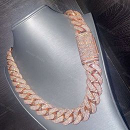 5 rangées VVS Diamonds pass Tester Miami Cuban Chain Moissanite Sterling Sier Rose Gold 24 mm Colliers de boîte à bijoux 1pc