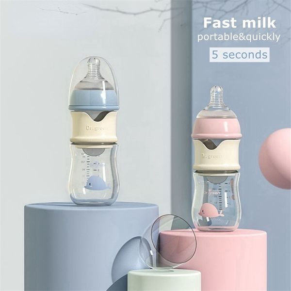 5 segundos PPSU para bebés y materiales para biberones de vidrio, orificio ancho, descarga rápida, accesorios de alimentación para entrenamiento de leche anticólicos, agua 240125