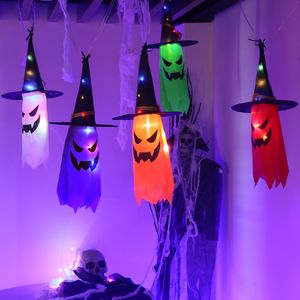 5 -serie Halloween hangende spook led flitsende licht Halloween Party Dress Up gloeiende tovenaar hoedlamp horror rekwisieten thuisbar decoraties