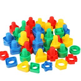 5 bloques de construcción de tornillo de ajuste juguetes de rompecabezas de forma de tuerca para niños Montessori Color Reconocimiento Educativo 240509