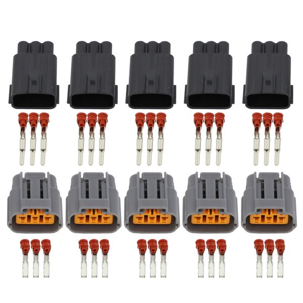 5 jeux de connecteurs de voiture à 3 broches mâle et femelle prise de veste connecteur étanche avec borne DJ7034B-2.2-11/21