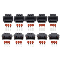 5 Sets 3-pins mannelijke en vrouwelijke auto-connector Automotive elektrische kabelconnectoren met terminal DJ70323-6.3-11 / 21