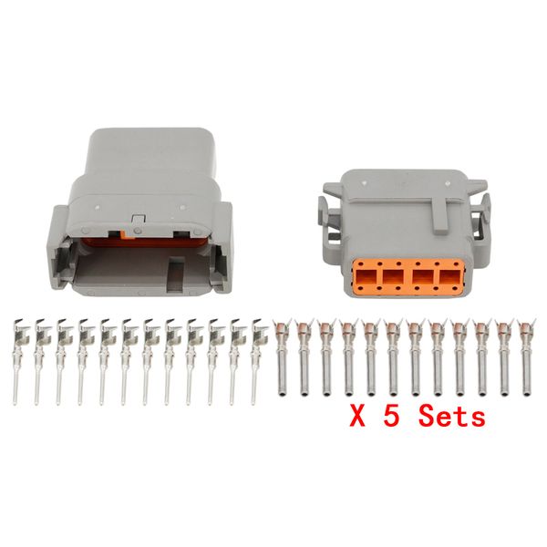 5 sets Automotive Deutsch Conector Funda a prueba de agua con terminal DTM06-12S / DTM04-12P