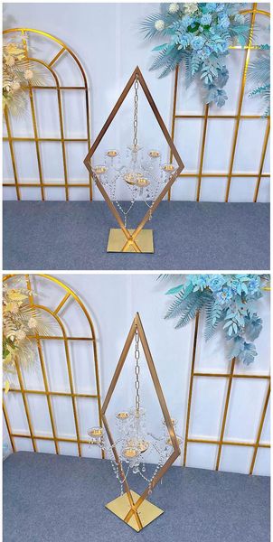 5 ensembles de décoration de mariage de luxe Pièce maîtresse de table Porte-fleurs Porte-chandeliers Vases en métal Passerelle Allée Fête Route Porte-candélabres Grand Eevent Props